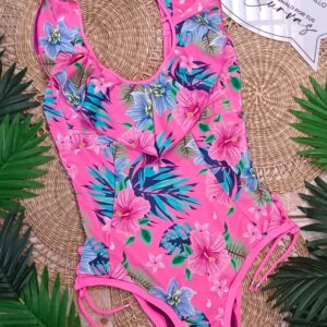 Traje de Baño Aurora Rosa Hibiscos